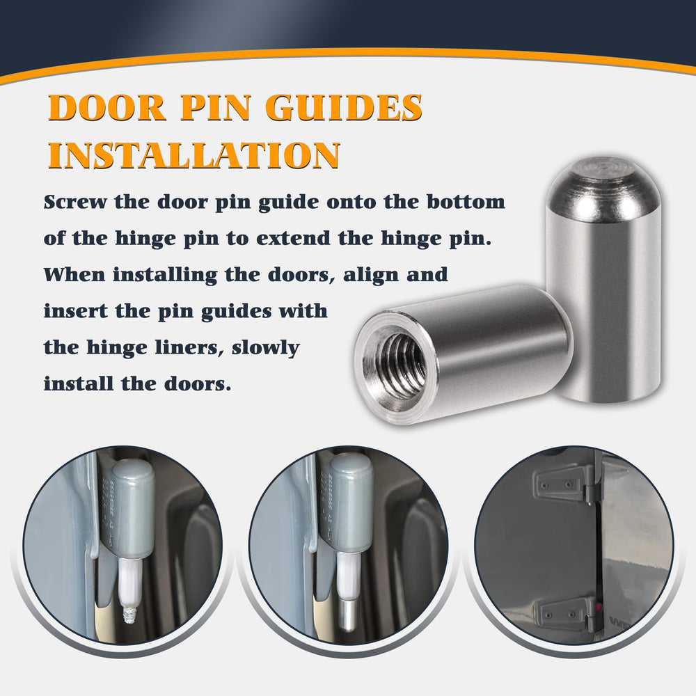 V-SEK stainless steel door pin guides for corrosion resistance and longevity.