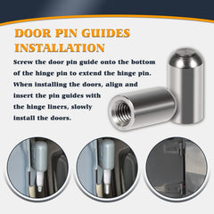 V-SEK stainless steel door pin guides for corrosion resistance and longevity.