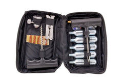 V1 Motor CO2 tubeless repair kit in a compact bag for roadside fixes.