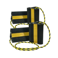 Vacallity RV wheel chocks pair securing RV wheels on flat surfaces