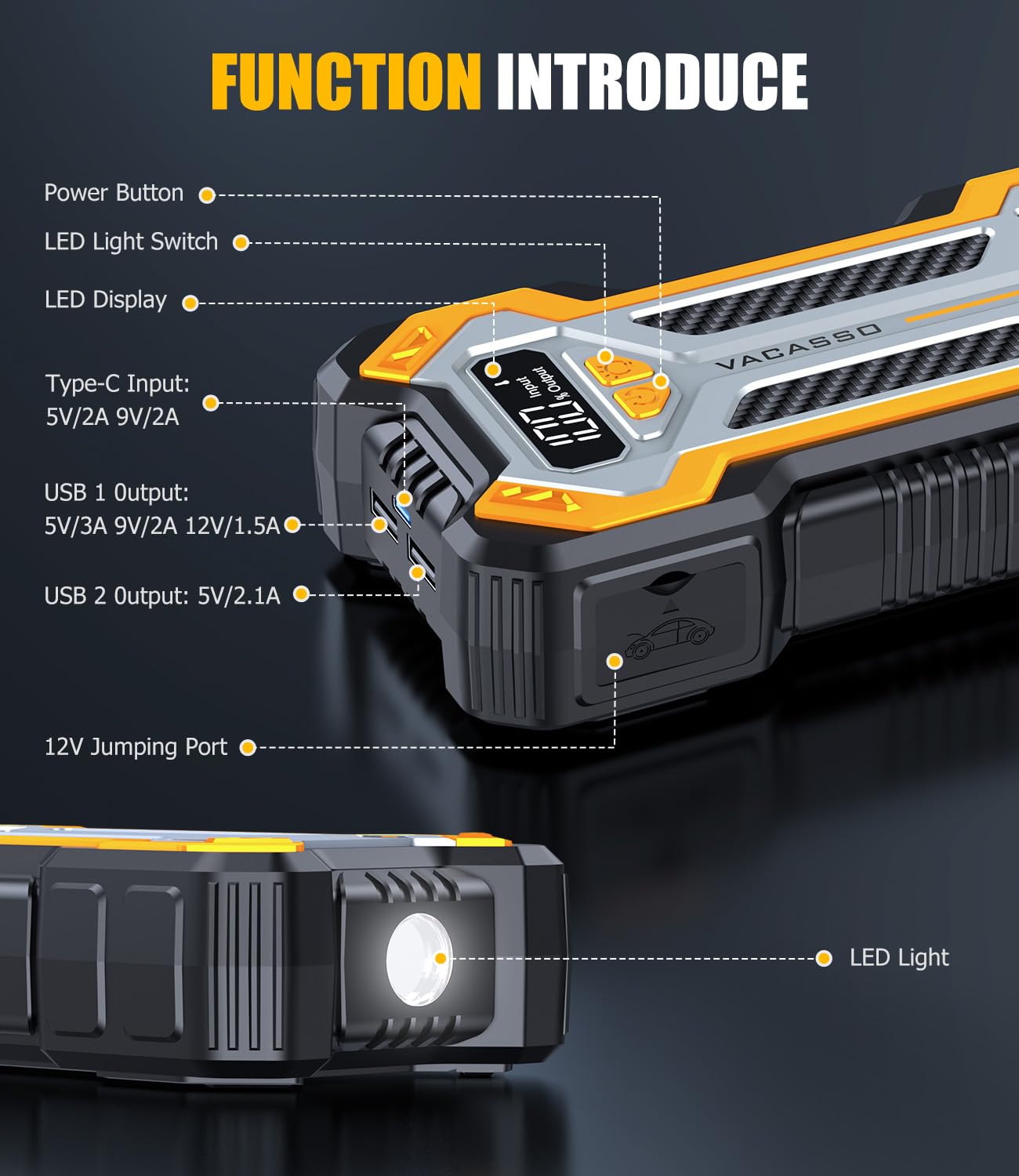 VACASSO standby mode image communicates long idle readiness.