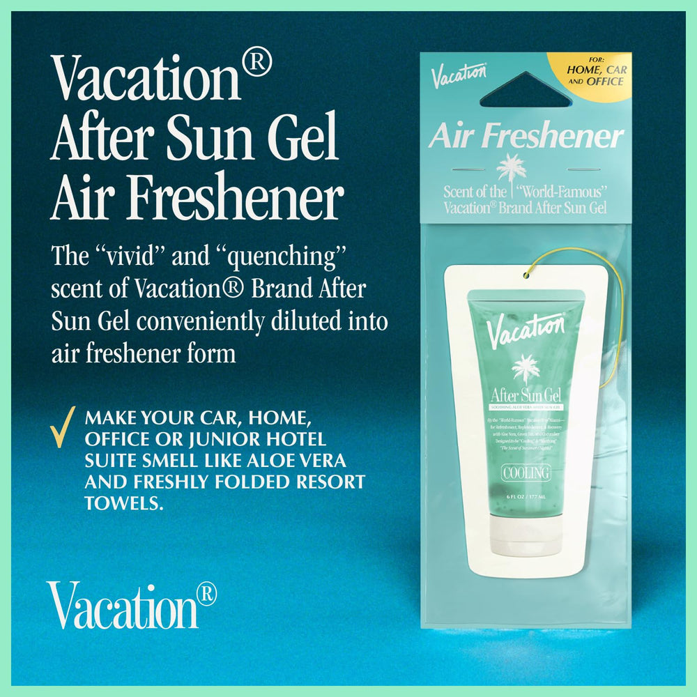 Vacation After Sun Gel car vent clip closeup for quick scent refresh