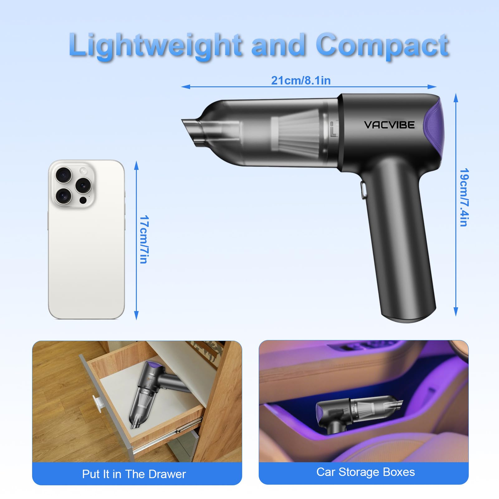 Vacvibe 4-in-1 modes offering versatile cleaning, blowing, inflating, and compacting tasks
