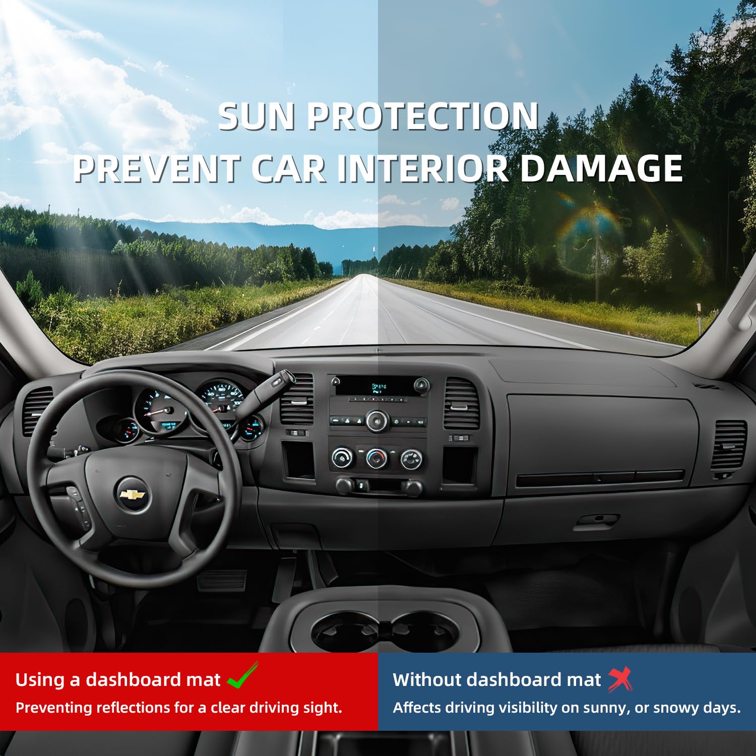 VAFMOLEI dash cover mat with two glove boxes; preserves interior layout.