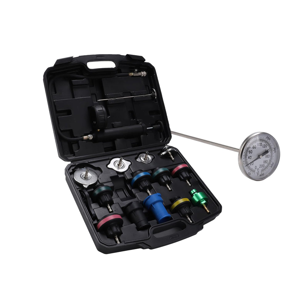 VAGNEUS 16-piece radiator tester kit for quick coolant leak checks.