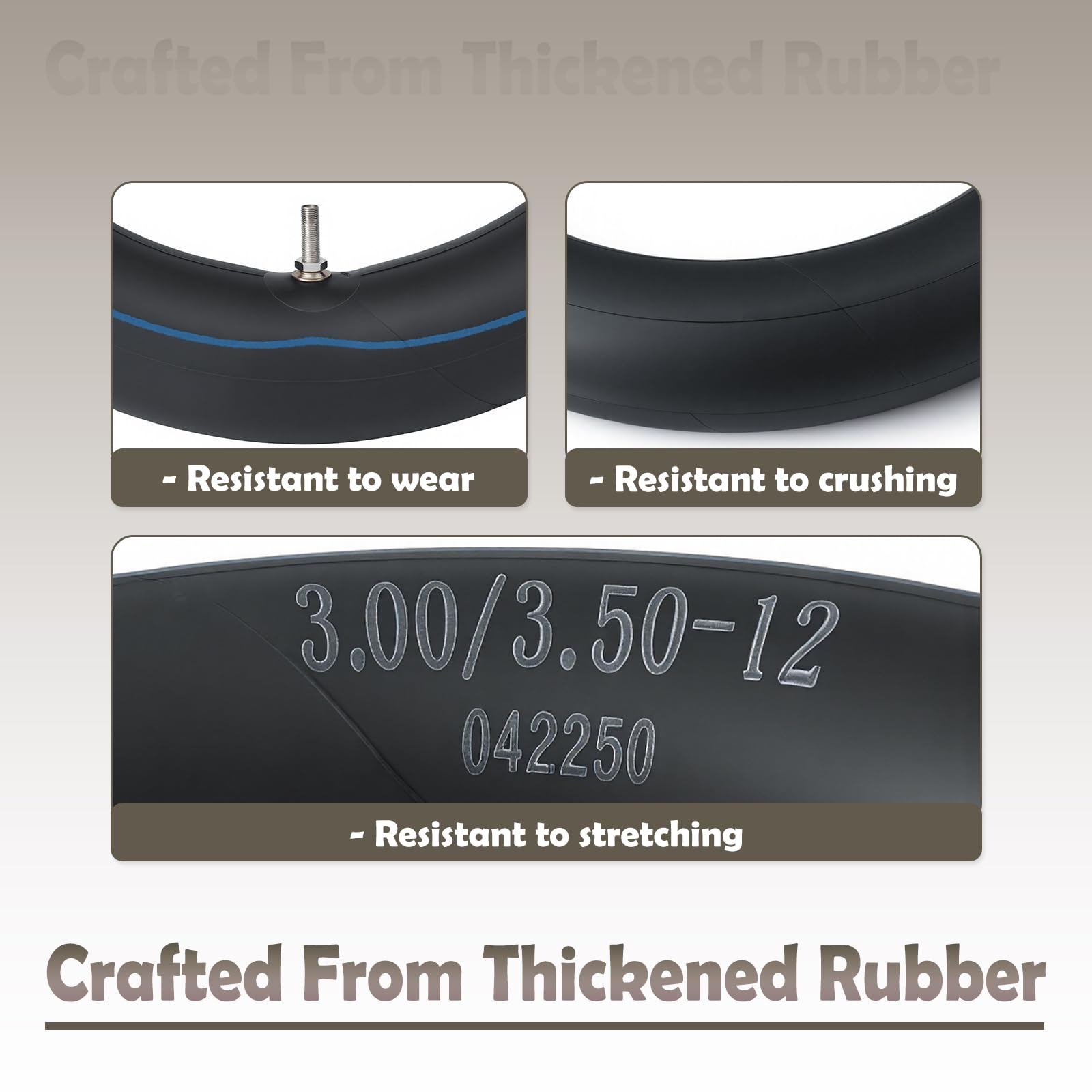 VAINELY rear inner tube for Yozma IN10 12x3 tire, thickened rubber boosts resilience.