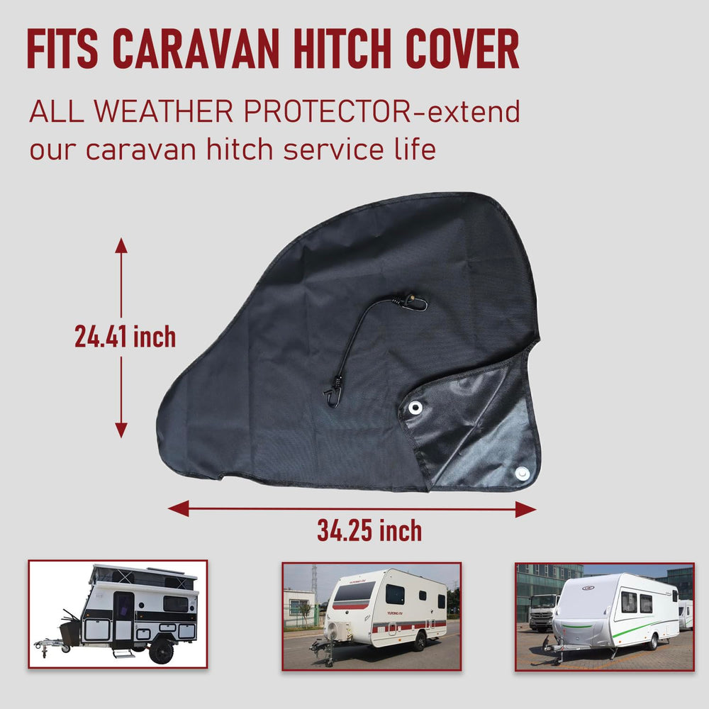 Vainlley hitch cover installed on a caravan for secure, weather-ready protection
