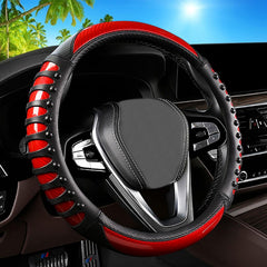 Vaitarkli 3D Massage Carbon Leather steering cover shows premium texture, comfort, and improved grip.