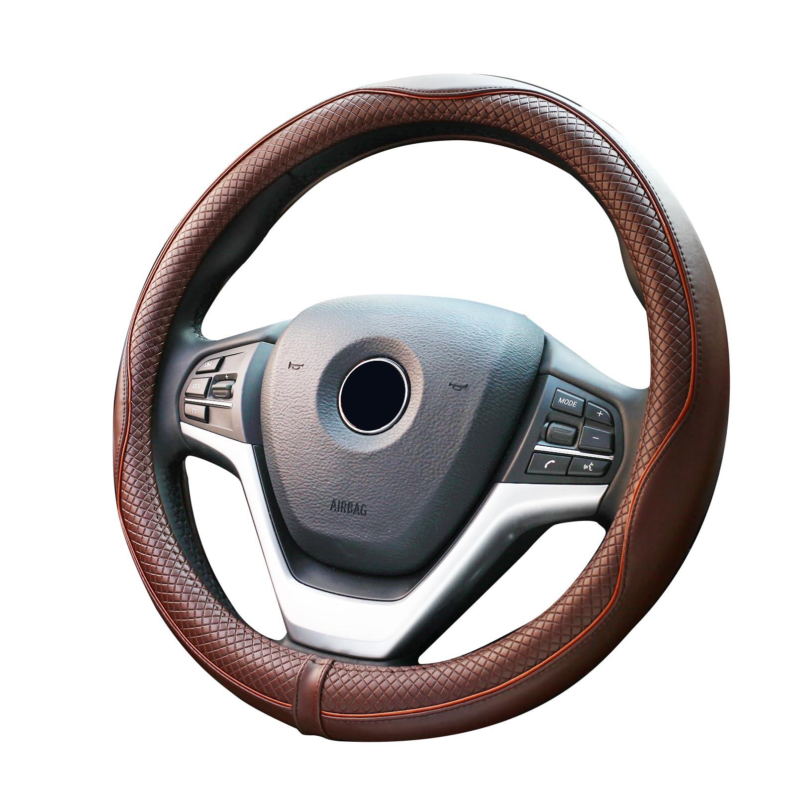 Valleycomfy genuine leather steering wheel cover for premium grip