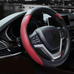 Valleycomfy steering wheel cover in red enhances grip and style for daily driving.
