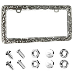 Valor Gel Metal license frame chrome close-up showing durable chrome finish