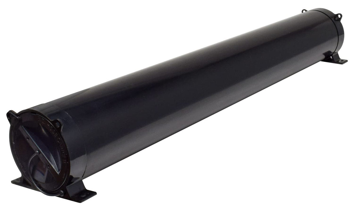 Valterra A04-3460BK sewer hose carrier side view showing universal fit and secure mounting