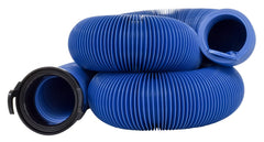 Valterra D04-0121 blue 20-foot bulk drain hose ready for RV dumping.