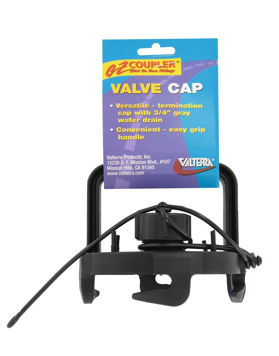 Valterra F02-3106BK valve cap with handle, easy grip for quick RV connections.