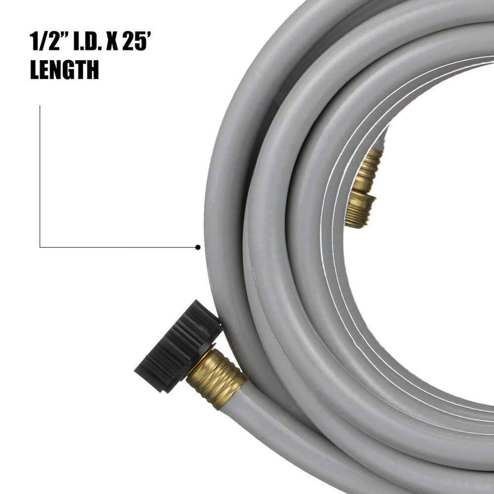 Valterra flushing hose connected to waste system highlighting durable construction