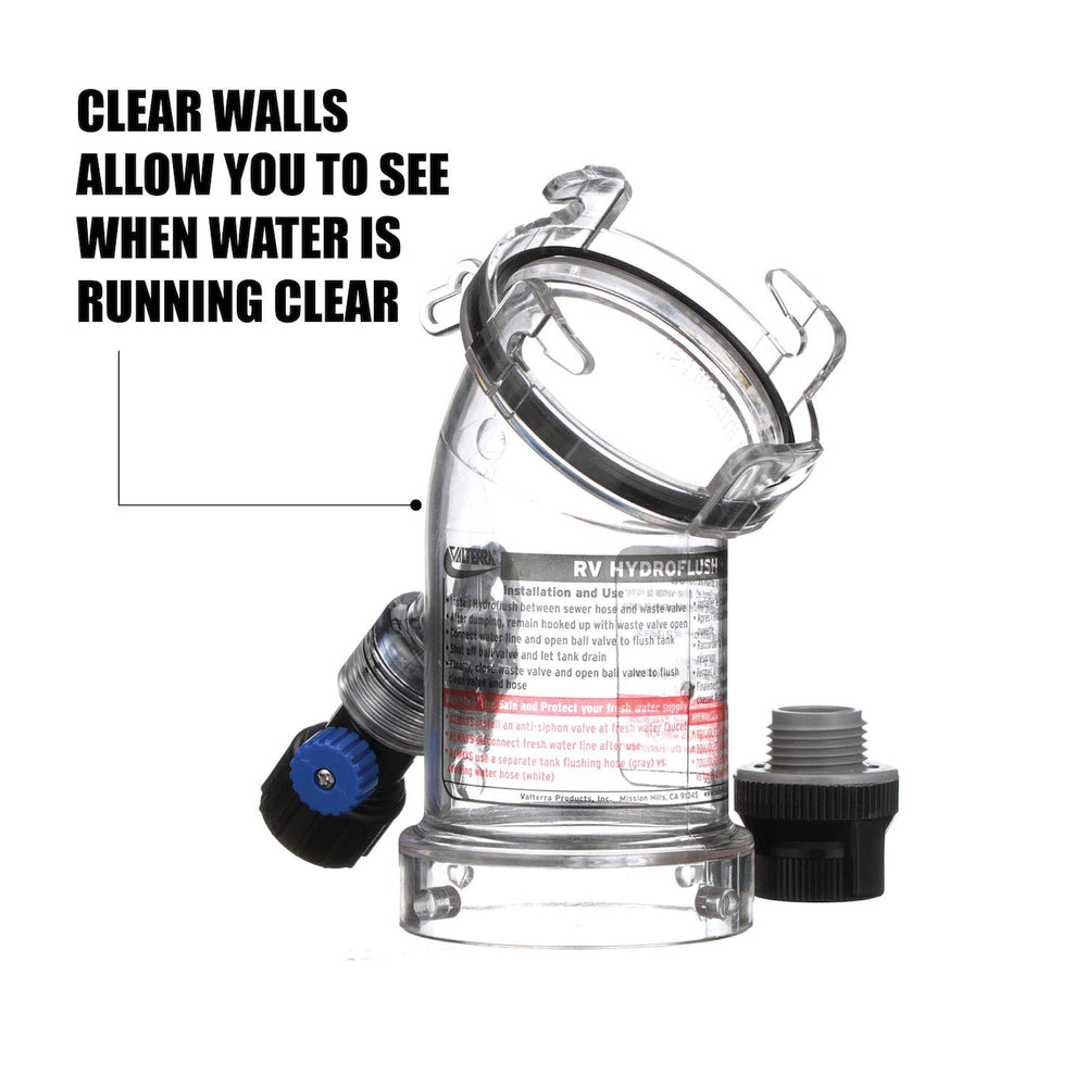 Valterra Hydroflush anti-siphon valve protects fresh water during tank rinsing.