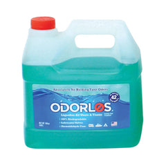 Valterra Odorlos V77004 holding tank bottle pour shows odor control for RV and marine tanks.