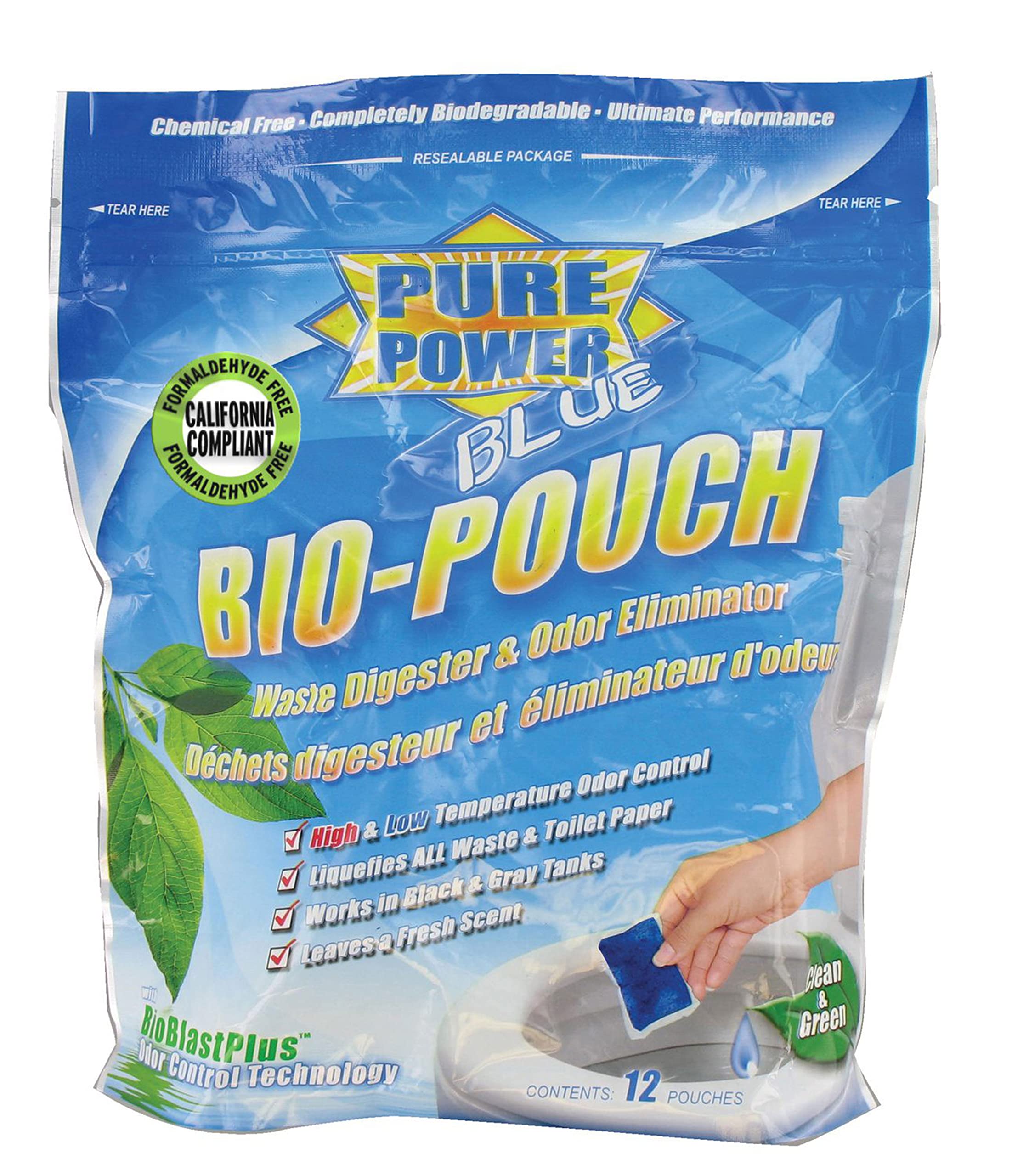 Valterra Pure Power Blue Bio-Pouch drop-in, odor control for RV tanks, keeps black and gray water fresh