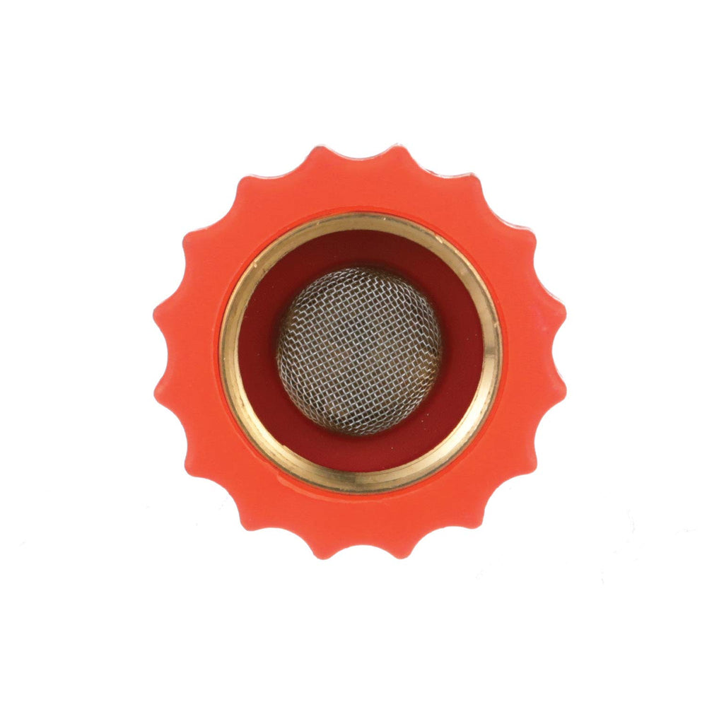RV hose protected from high pressure with brass regulator