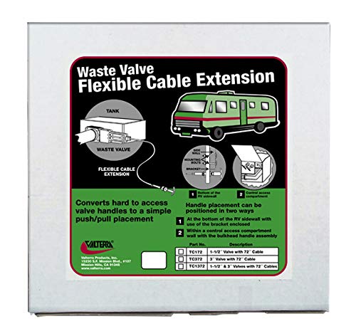 Valterra TC172 72-inch cable length offers flexible reach for distant valve placement.