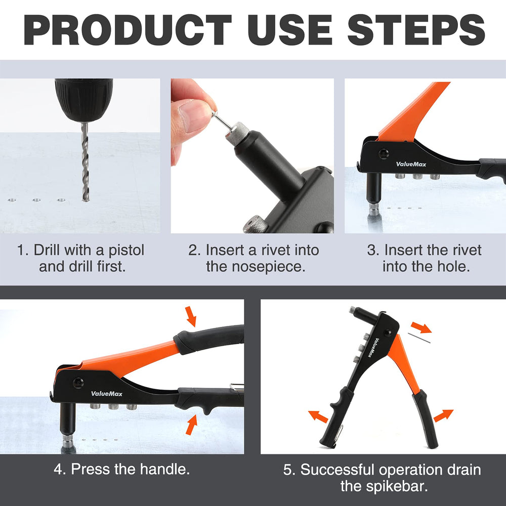 ValueMax riveter connects metal plates with strong joints.