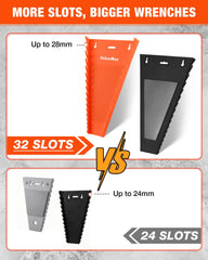 ValueMax wrench rack shows strong magnetic backing mounted on a metal wall for tool stability.