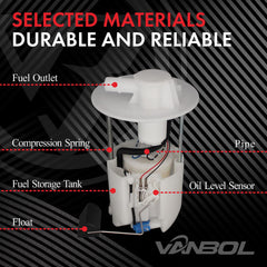 Vanbol electric fuel pump module assembly top view shows precise engineering for reliable fuel delivery.