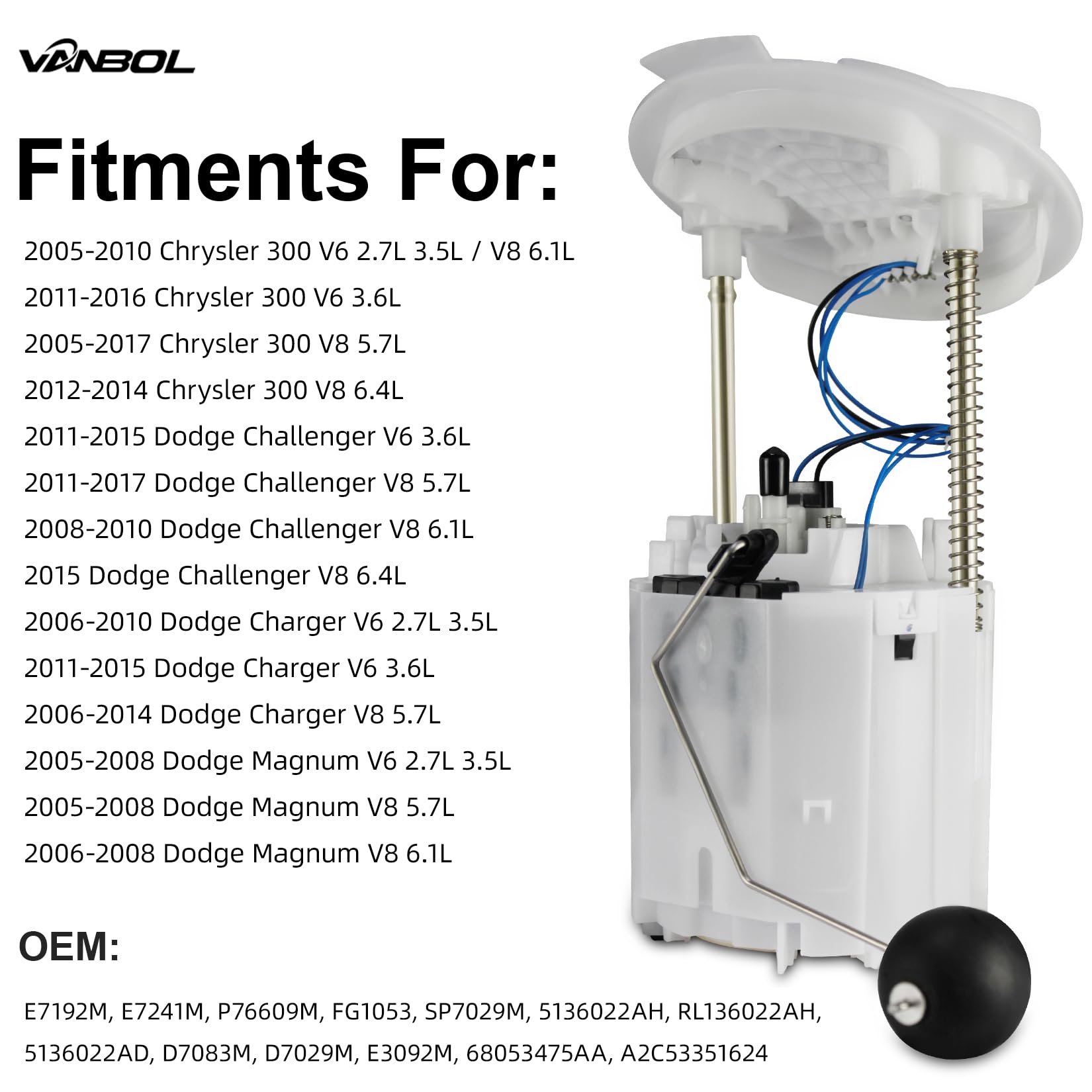 VANBOL fuel pump module closeup—premium materials for steady fuel pressure.