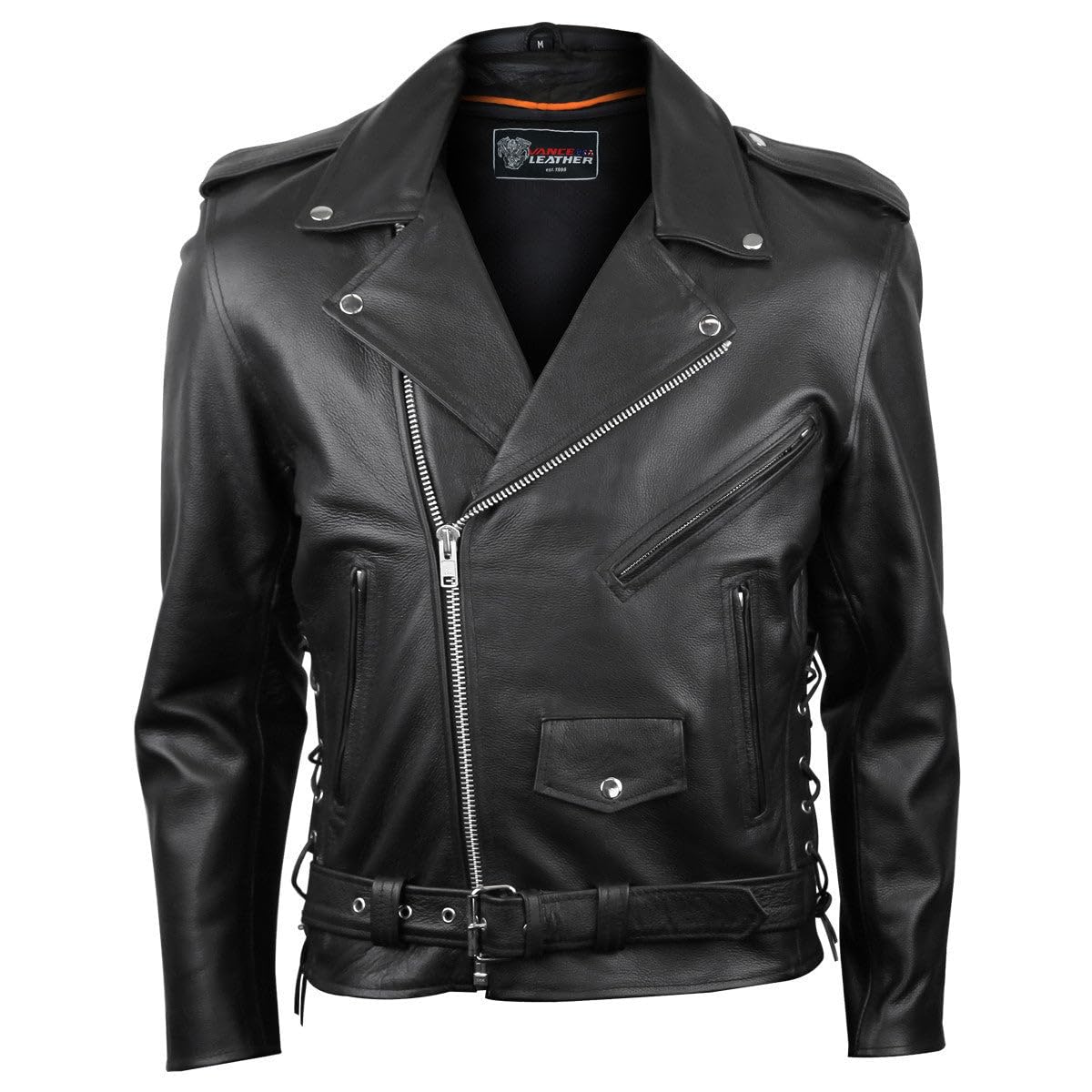 Rear view of Vance Leather conceal carry jacket emphasizing durable stitching and classic silhouette.