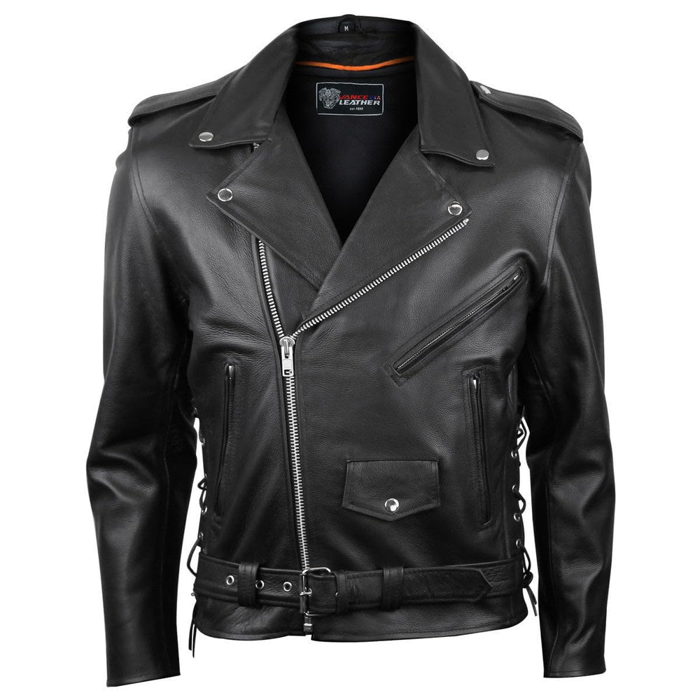 Rear view of Vance Leather conceal carry jacket emphasizing durable stitching and classic silhouette.