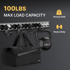 Vandrabase L Track hooks spring-loaded gear hook for quick secure attachment.