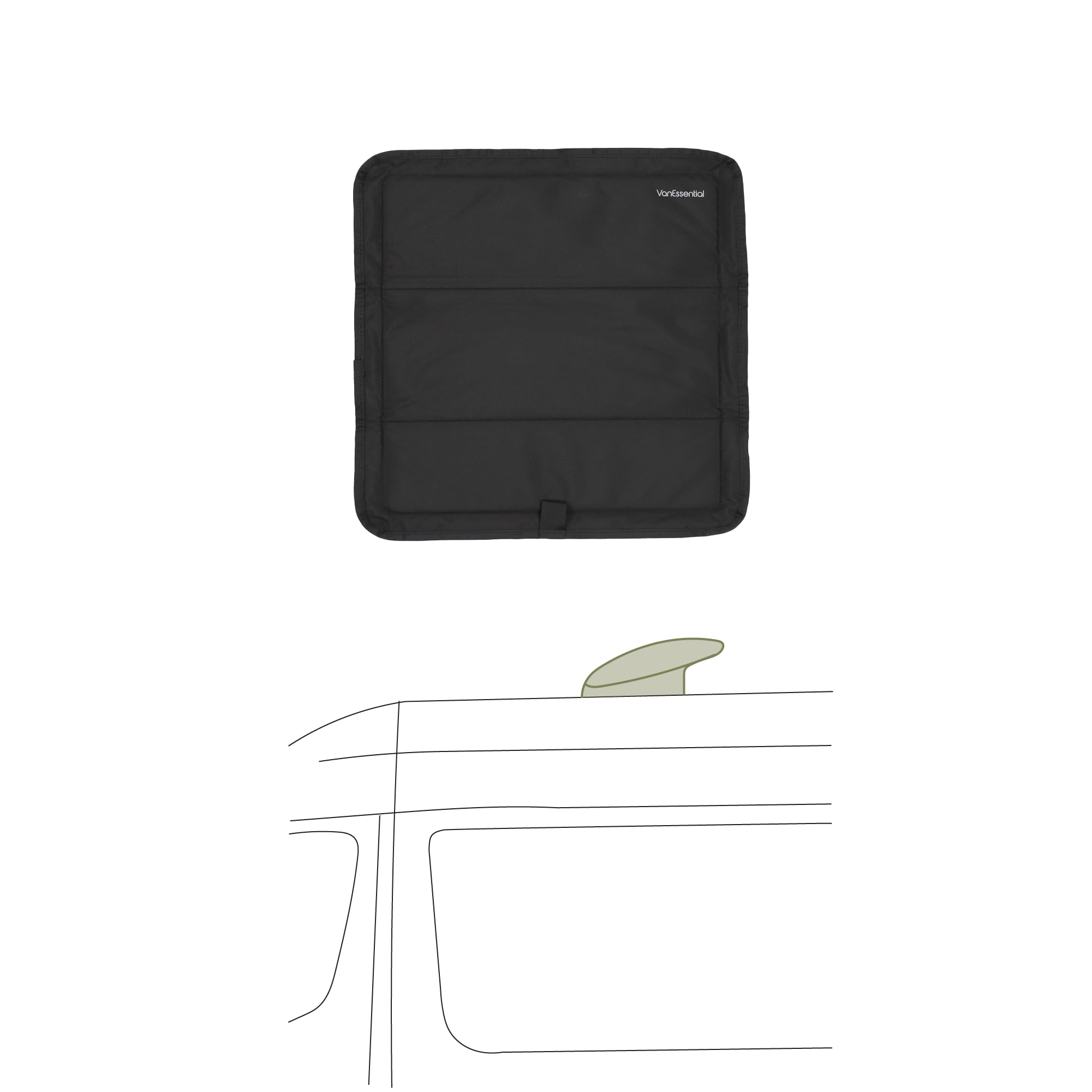 VanEssential magnetic insulated roof vent cover on MaxxAir stabilizes interior temperature and privacy.