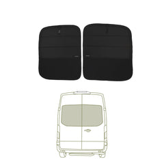 VanEssential stealth blackout window cover on rear doors improves light control