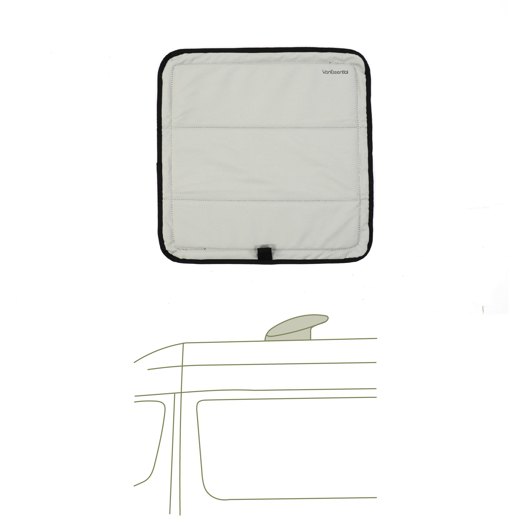 VanEssential magnetic roof vent sun cover demonstrates MaxxAir compatibility to reduce heat gain.
