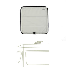 VanEssential magnetic roof vent sun cover demonstrates MaxxAir compatibility to reduce heat gain.