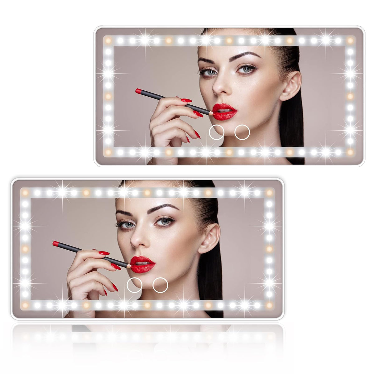 Vanexiss car sun visor mirror with 60 LEDs delivers even lighting for precise makeup.