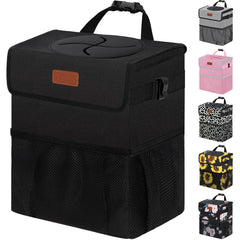 Vankor car trash can with lid keeps interior neat on trips