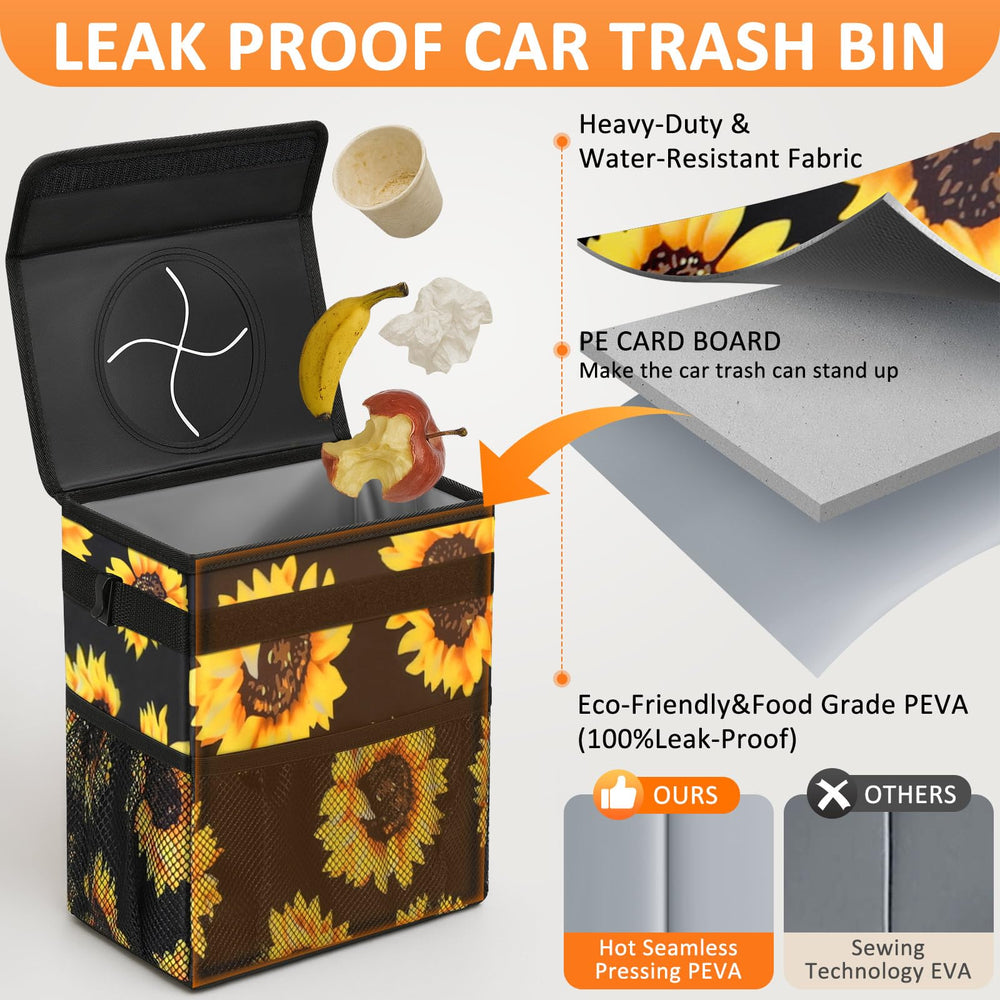 Vankor collapsible compact car trash can saves space when not in use.