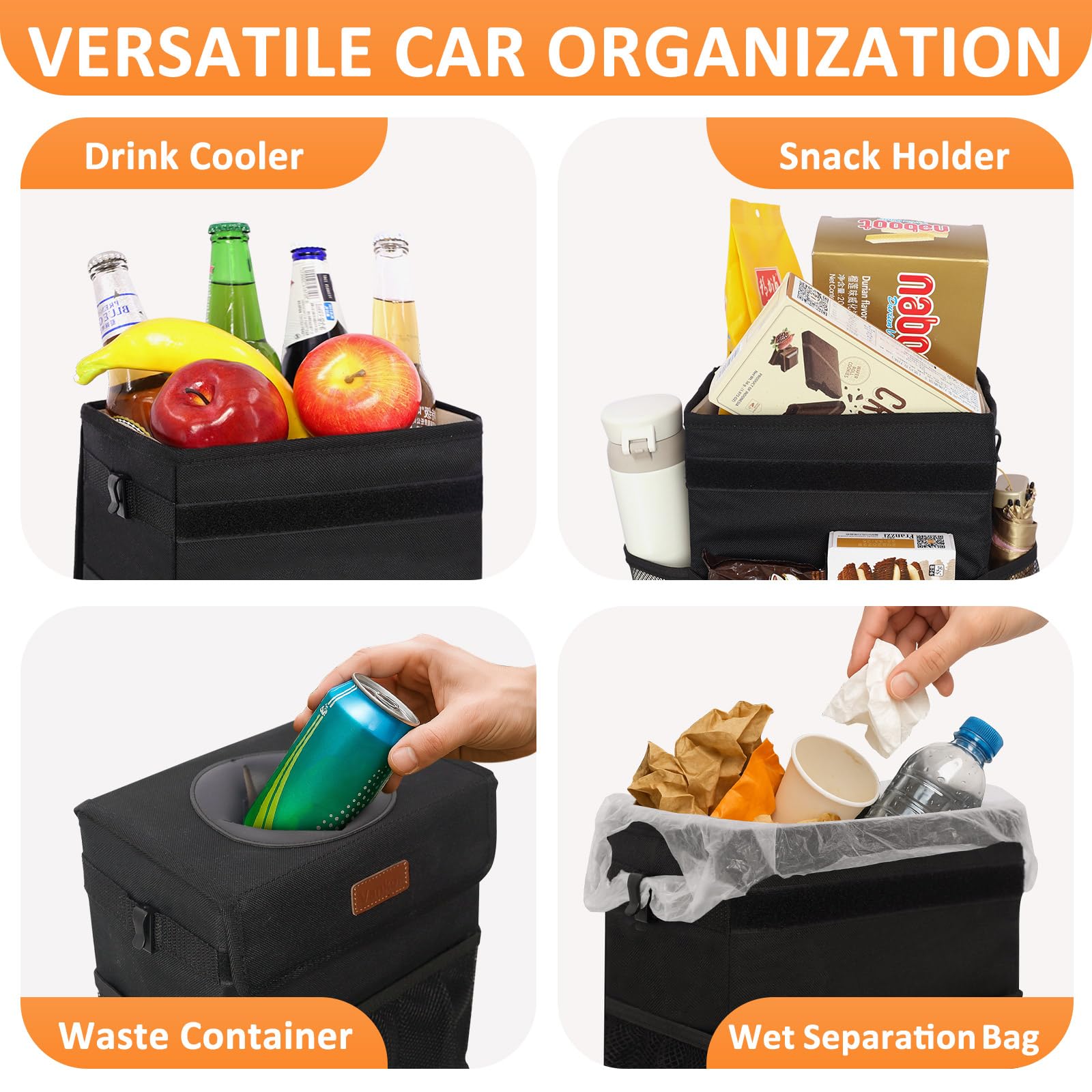 Vankor large opening with elastic rubber makes placing trash easy