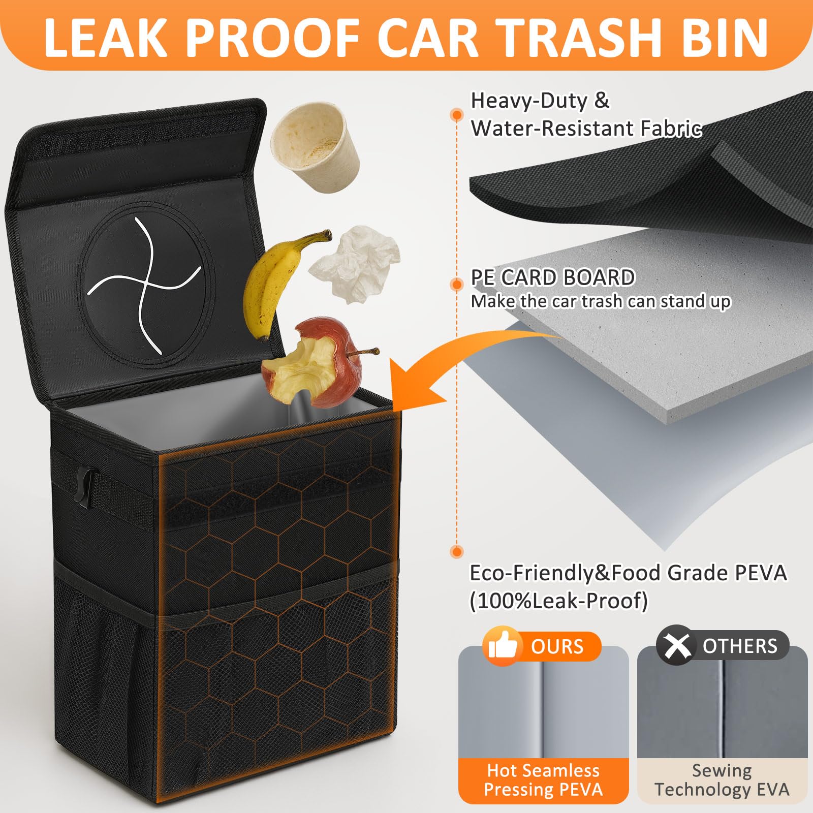 Vankor waterproof lining keeps contents dry in rain or spills