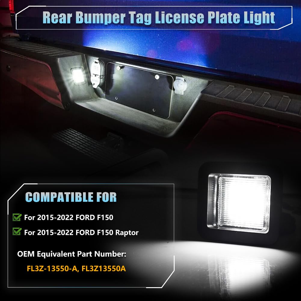 VANKUB F-150 Raptor license light installation showing plug-and-play fit.