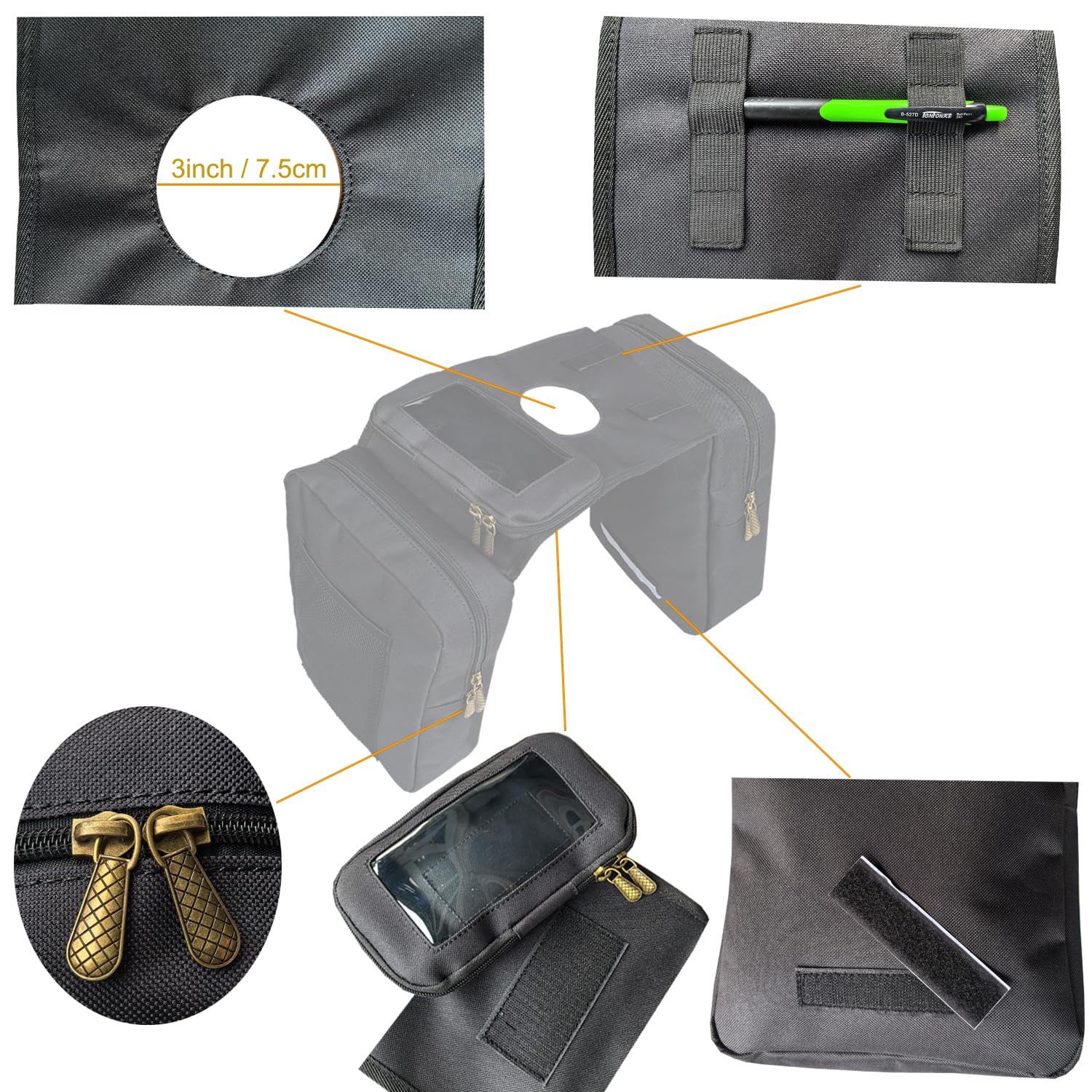 Vanlison bag features secure side straps for easy tank mounting.