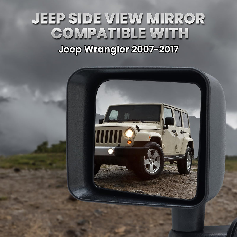 VANLOGY Jeep Wrangler JK mirror replacement, installation-ready for quick fit