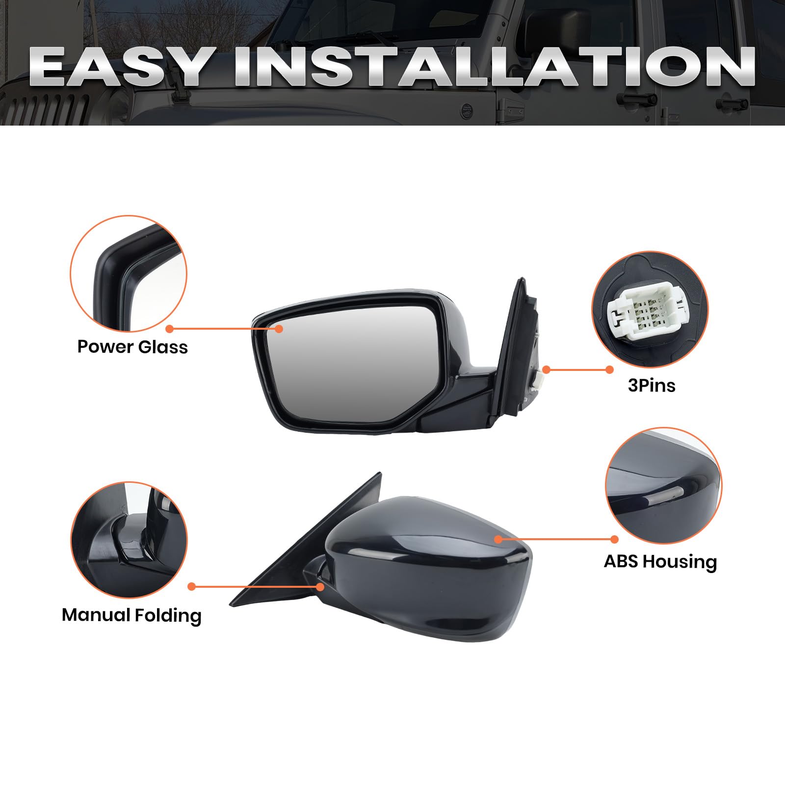 VANLOGY manual folding mirror for easy, space-saving parking