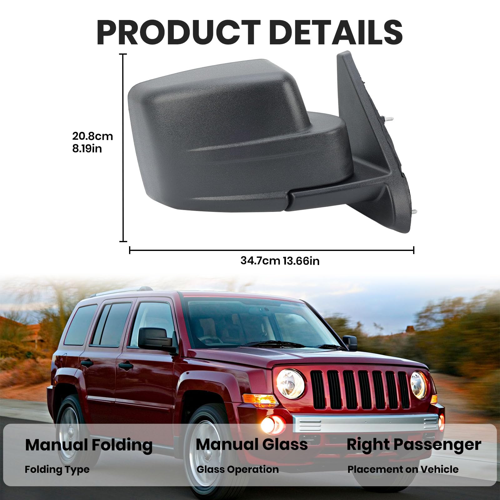 Vanology non-heated Patriot mirror ensures reliable performance in various weather