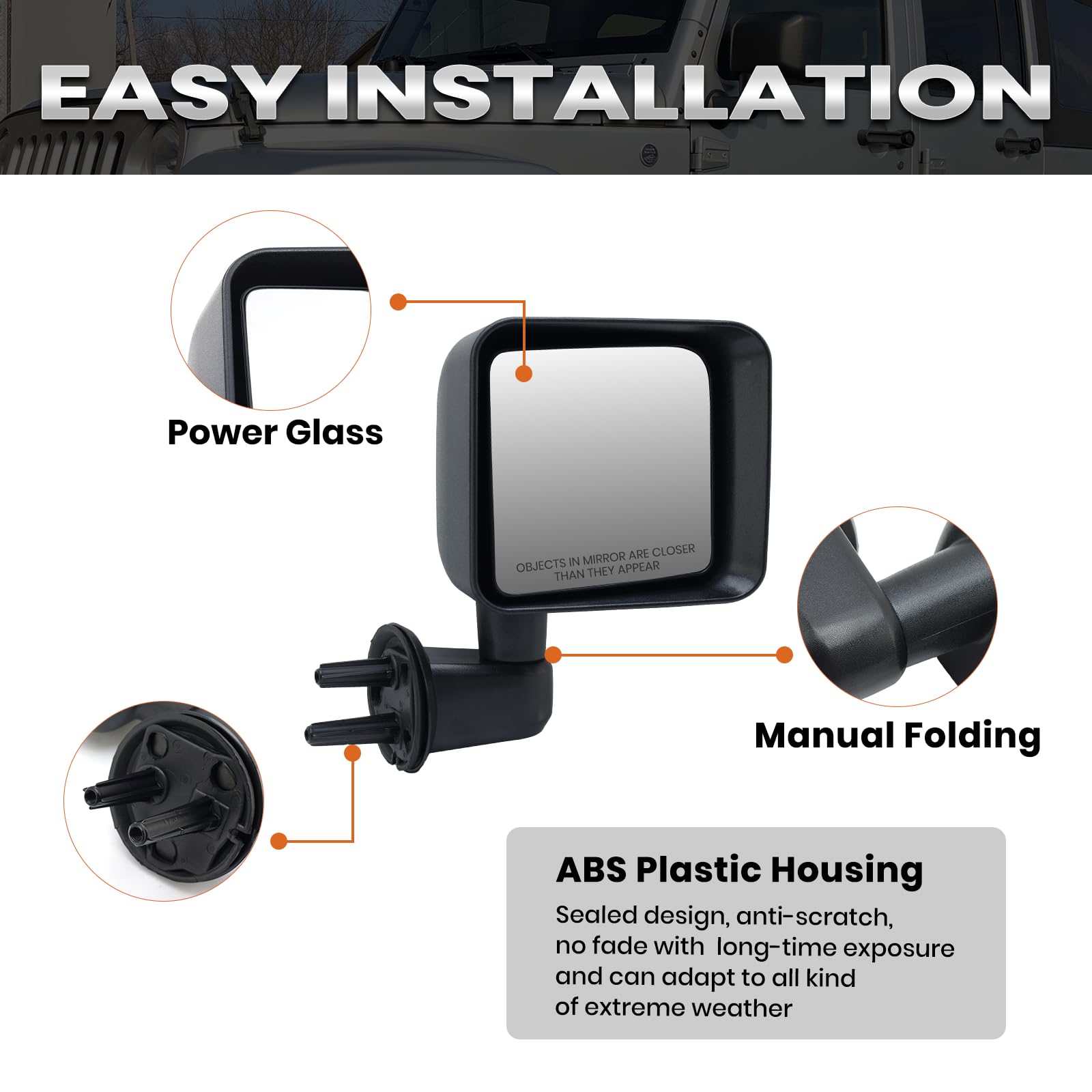 Vanology non-heated right mirror helps clear visibility in cool weather