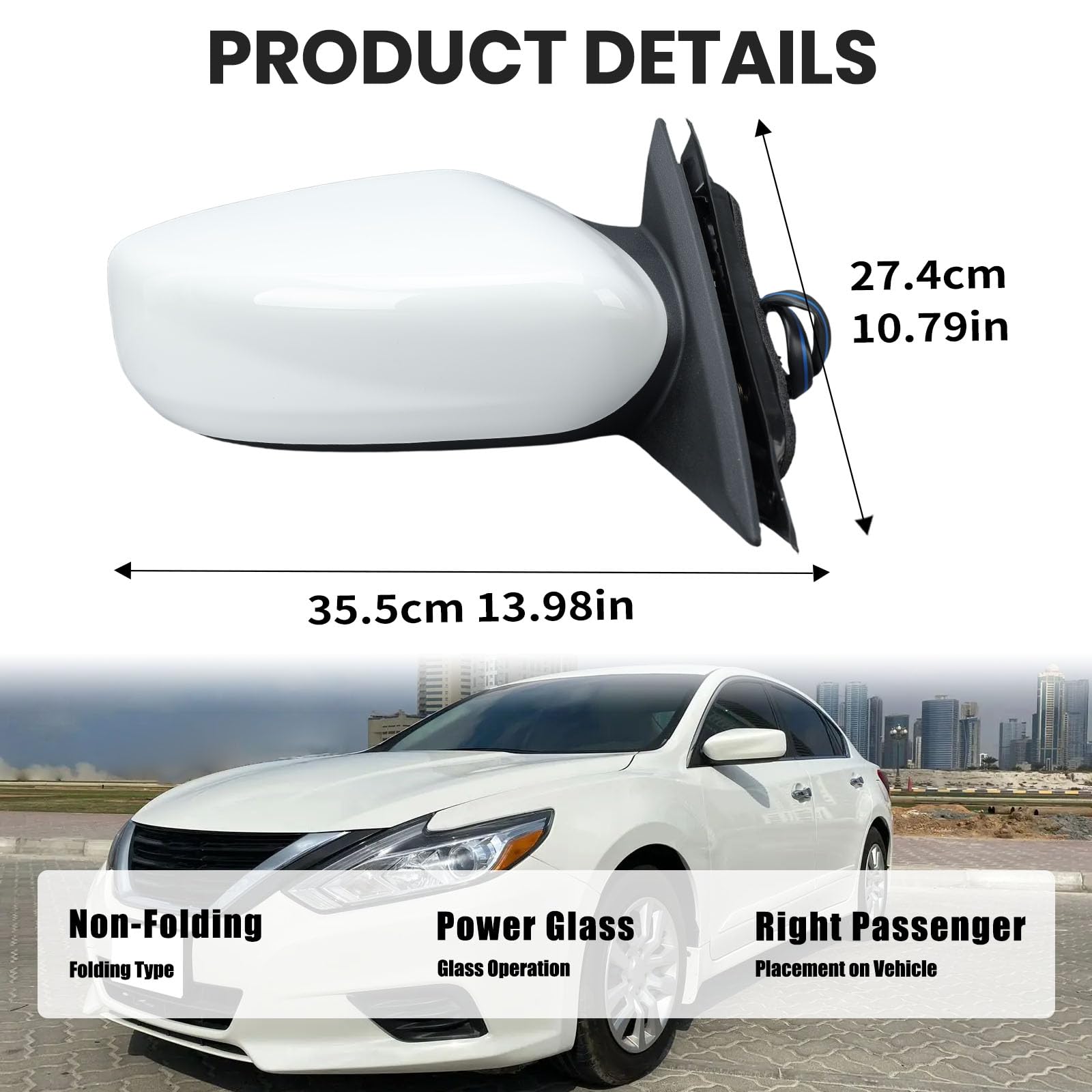 Vanology plug-and-play right side mirror supports quick, tool-free installation for convenience.