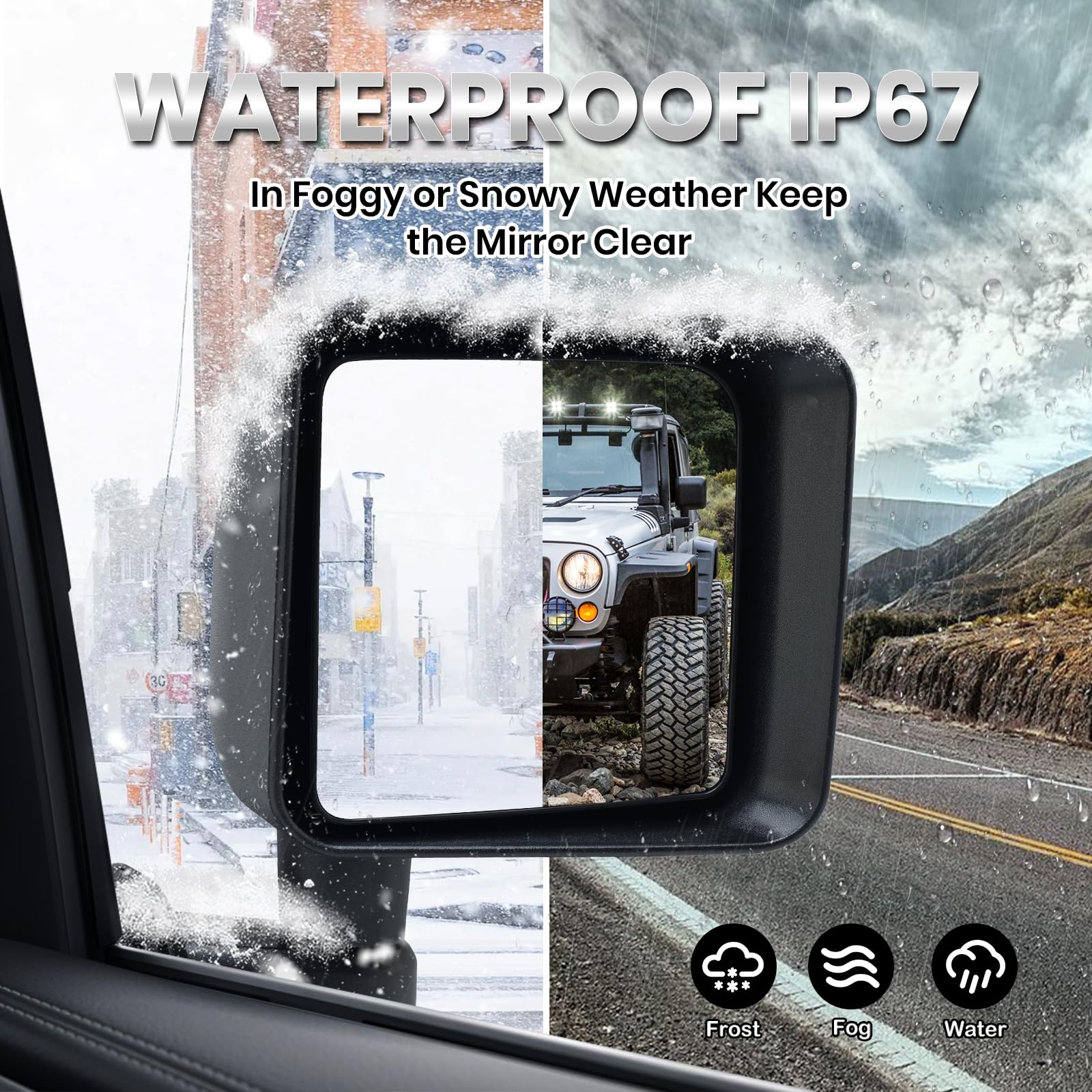 Vanology mirror without blind spot glass preserves clean Jeep Wrangler JK styling