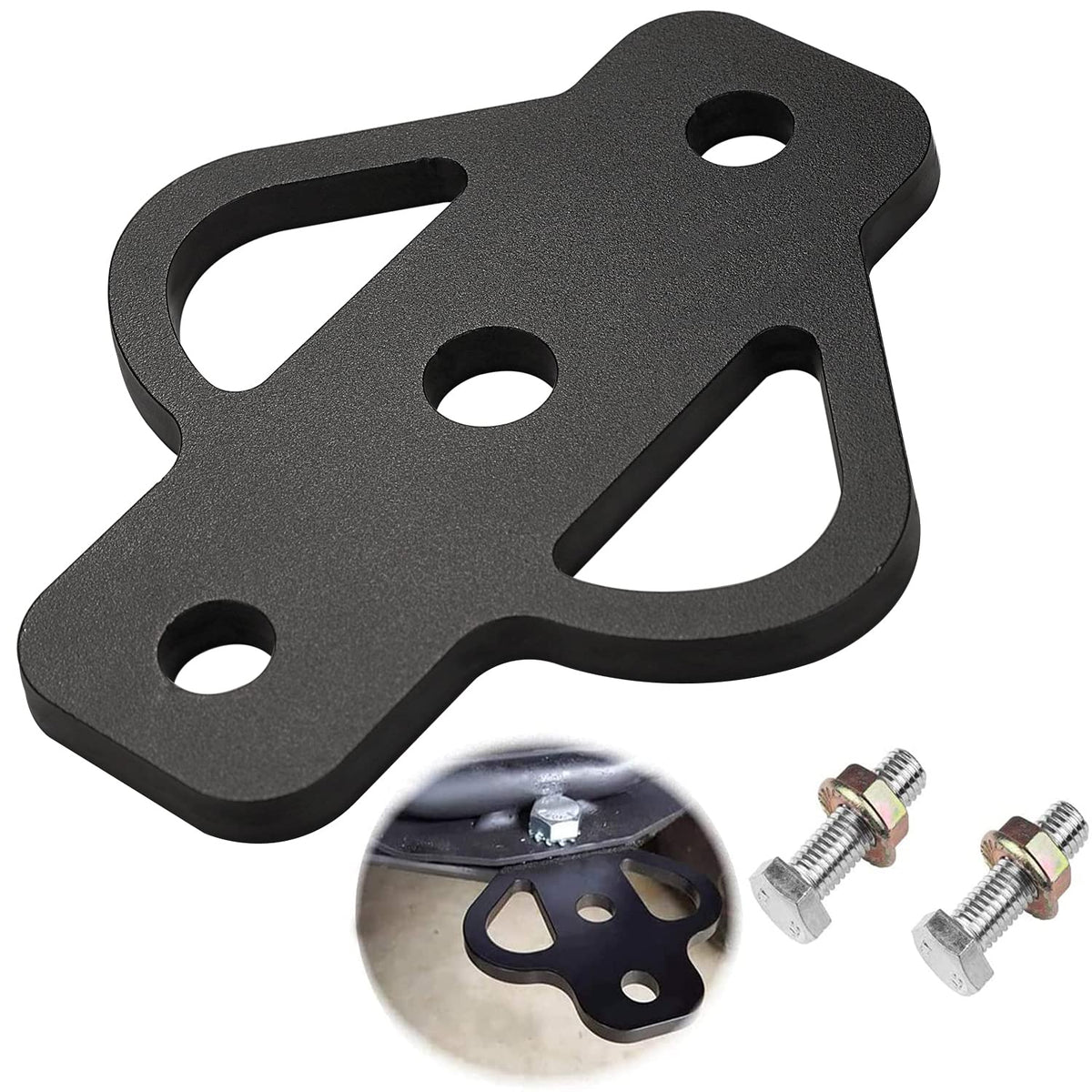 VANROUG 3-Way Hitch installed on ATV for versatile towing options.