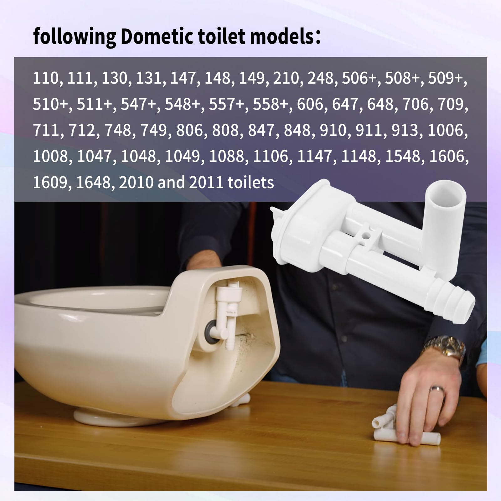 Vanshly 385316906 installed in a Dometic VacuFlush system to prevent leaks.